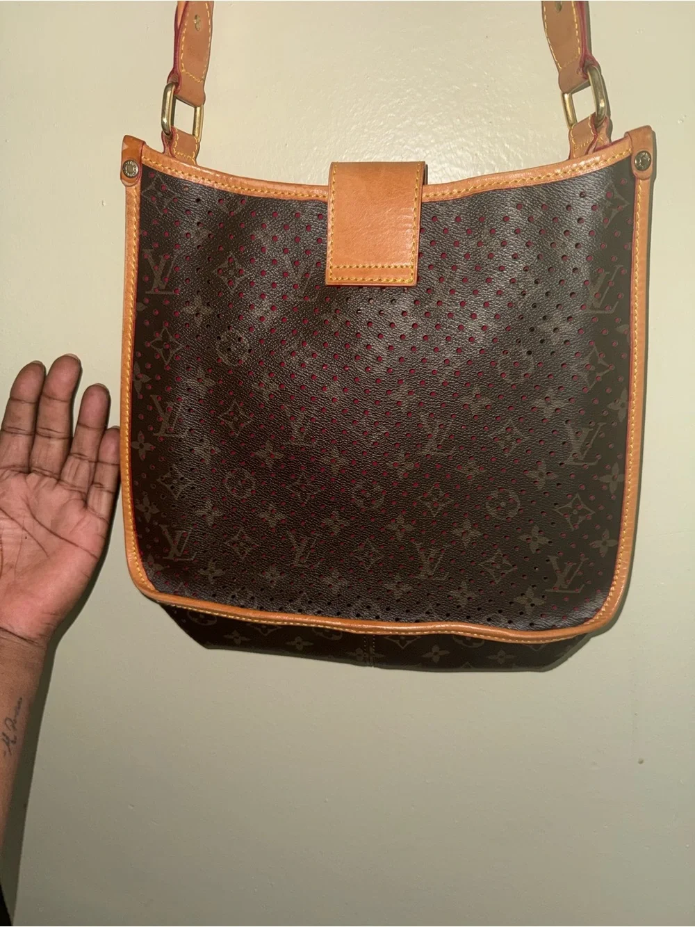 Louis Vuitton Brown & Tan Crossbody with Pink Accent